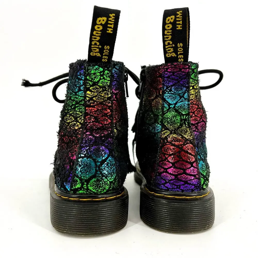 Dr.‎ Martens Kids 1 1460 Pascal kids Rainbow Iridescent Suede Combat Boot